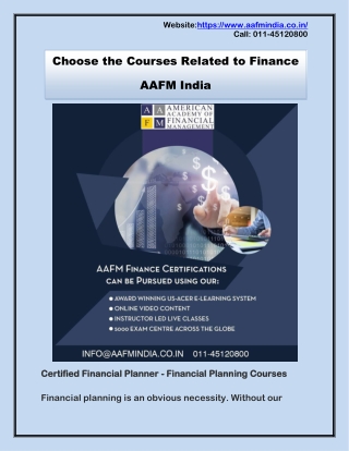 Choose the Courses Related to Finance - AAFM India