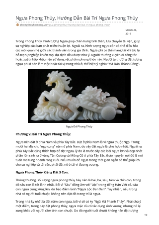 Ngựa Phong Thủy, Hướng Dẫn Bài Trí Ngựa Phong Thủy