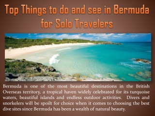 Top Things to do and see in Bermuda for Solo Travelers