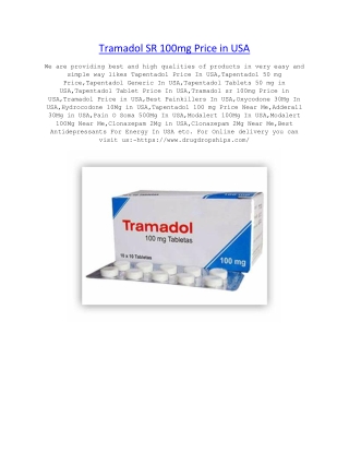 Tramadol sr 100mg Price in USA