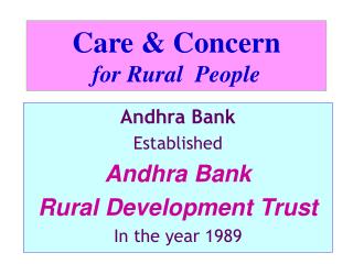 Care &amp; Concern for Rural People