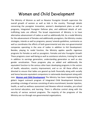 Women and Child Development