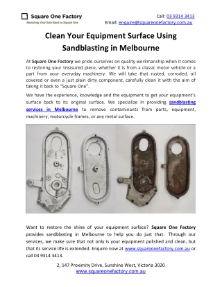 Clean Your Equipment Surface Using Sandblasting in Melbourne