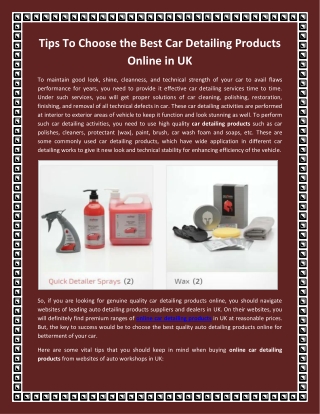 Buy Best Car Detailing Products Online in UK from Sentinel Autocare