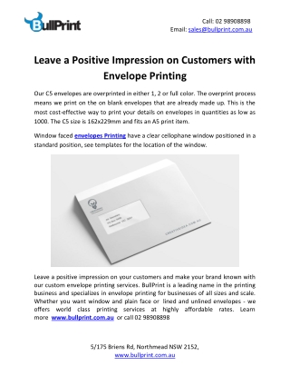 Leave a Positive Impression on Customers with Envelope Printing