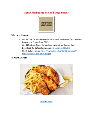 5% Off - South Melbourne fish and chips burger Menu Melbourne, VIC