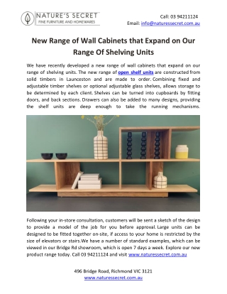 New Range of Wall Cabinets that Expand on Our Range Of Shelving Units