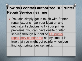 How do I contact authorized HP Printer Repair Service near me