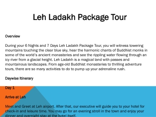 Leh Ladakh Package Tour