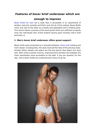 Features of boxer brief underwear which are enough to impress