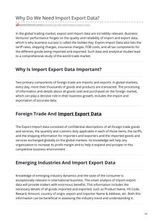 Why Do We Need Import Export Data?