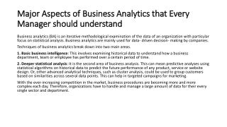 Major Aspects of Business Analytics
