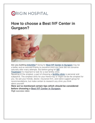 How to choose a Best IVF Center in Gurgaon?