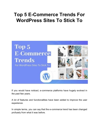 Top 5 E-Commerce Trends For WordPress Sites To Stick To