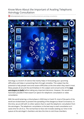 Know More About the Important of Availing Telephonic Astrology Consultation