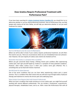 Does Sciatica Require Professional Treatment with Performance Pain?