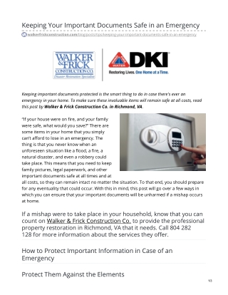 Keeping Your Important Documents Safe in an Emergency