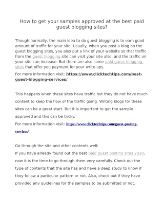 How to get your samples approved at the best paid guest blogging sites?