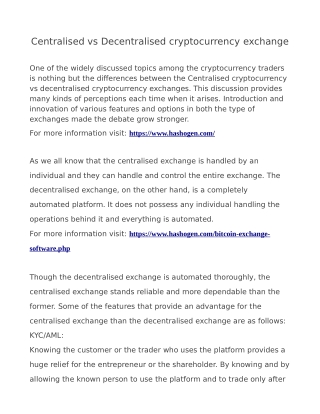 Centralised vs Decentralised cryptocurrency exchange