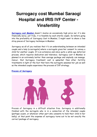 Surrogacy cost Mumbai  Saraogi Hospital and IRIS IVF Center - Vinsfertility