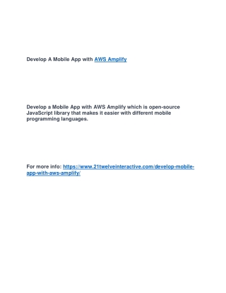 Develop A Mobile App with AWS Amplify