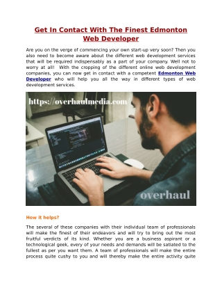 Get In Contact With The Finest Edmonton Web Developer