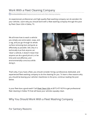 Work With a Fleet Cleaning Company