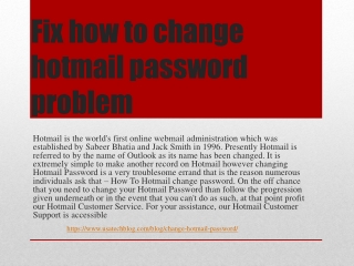 Resolve how to change hotmail password problem