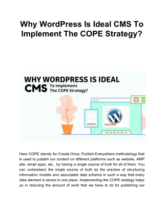 Why WordPress Is Ideal CMS To Implement The COPE Strategy?