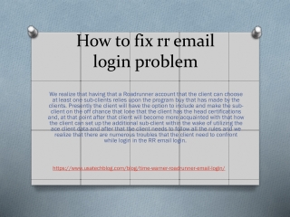 How to fix rr email login problem