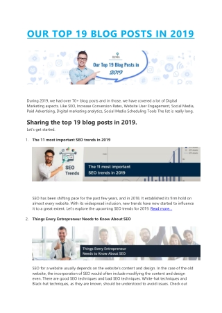 OUR TOP 19 BLOG POSTS IN 2019