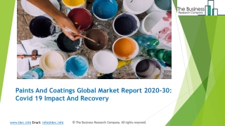 Paints And Coatings Market Global Competitive Analysis and Forecast 2020–2030