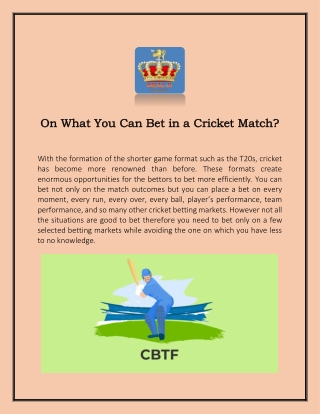 On What You Can Bet in a Cricket Match?