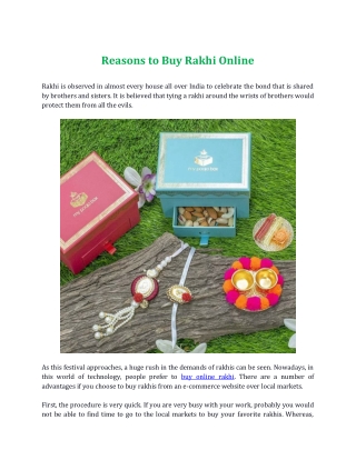 Reasons to Buy Rakhi Online