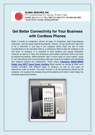 Get Better Connectivity for Your Business with Cordless Phones