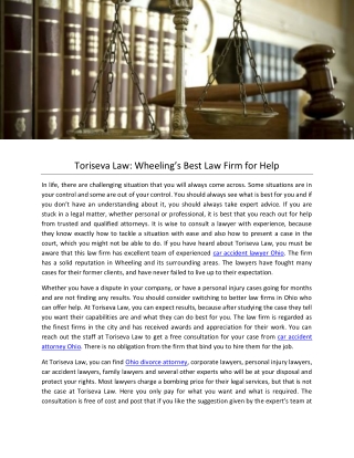 Toriseva Law: Wheeling’s Best Law Firm for Help