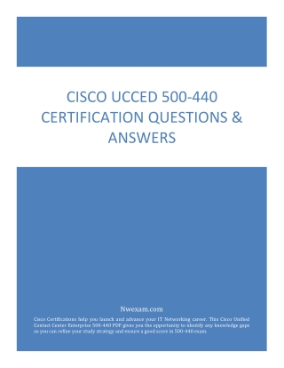 Best Study Guide for Prepare Cisco UCCED  500-440 Certification Exam