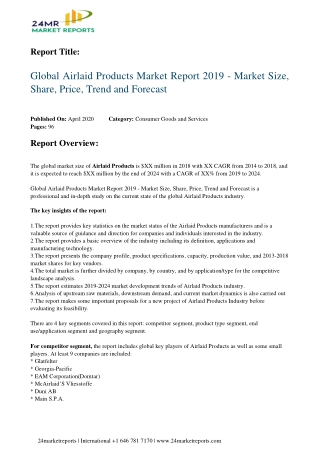 Airlaid Products Market Report 2019