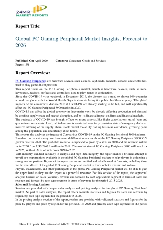 PC Gaming Peripheral Market Insights, Forecast to 2026