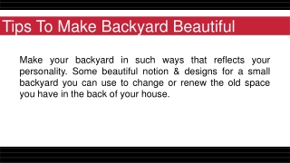 Tips To Make Backyard Beautiful