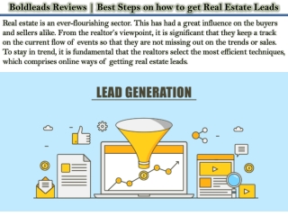 Boldleads Reviews | Best Steps on how to get Real Estate Leads