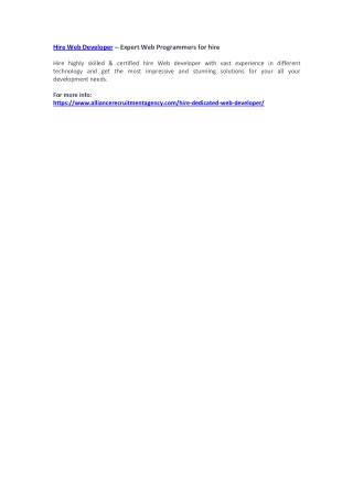 Hire Web Developer – Expert Web Programmers for hire