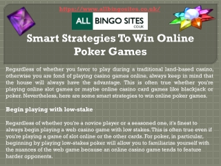 Smart Strategies To Win Online Poker Games