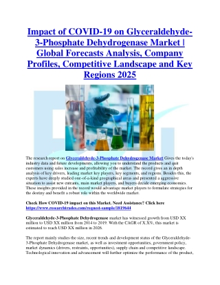 Impact of COVID-19 on Glyceraldehyde-3-Phosphate Dehydrogenase Market 2019-2026