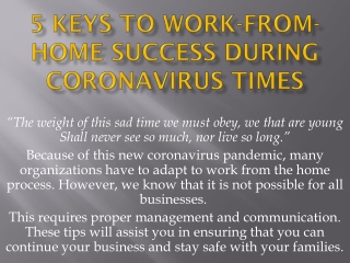 5 KEYS TO WORK-FROM-HOME SUCCESS DURING CORONAVIRUS TIMES