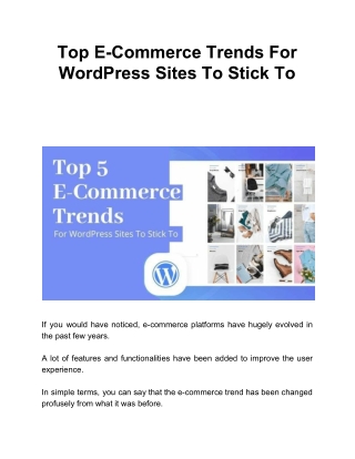 Top E-Commerce Trends For WordPress Sites To Stick To