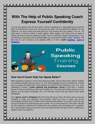 With The Help of Public Speaking Coach Express Yourself Confidently.