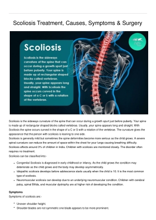 Scoliosis Treatment, Causes, Symptoms & Surgery