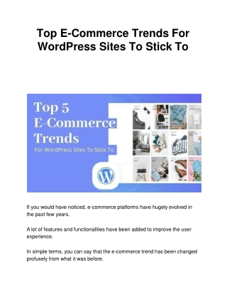 Top E-Commerce Trends For WordPress Sites To Stick To