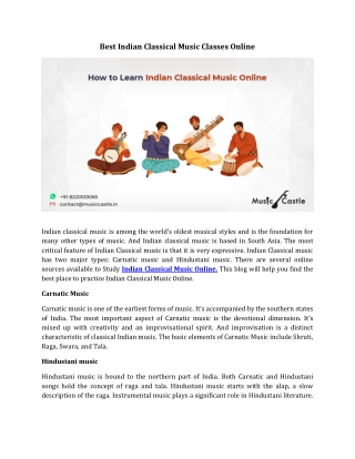 Best Indian Classical Music Classes Online